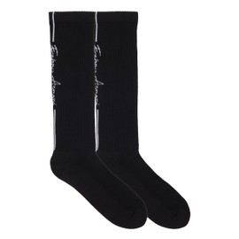 Emporio Armani Intimates Men's 2 Pack Signature Logo Long Socks, Black/Black, One Size