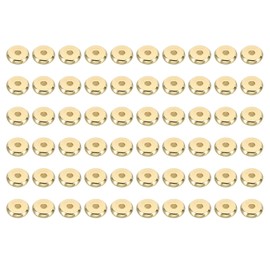 PATIKIL 5mm Spacer Beads, 60 Pcs Flat Bead Spacers Bulk Flat Round Disc Beads Loose Metal Brass for Jewelry Making DIY Bracelets Necklace, Light Gold