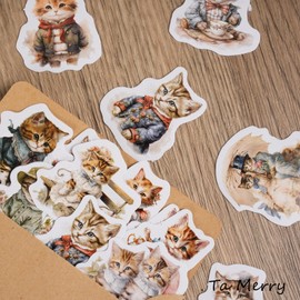 Ta Merry Kawaii Scrapbook Accessories Scrapbooking Supplies,46Pcs Cute Cat Stickers Aesthetic for Adults,Journaling Supplies Aesthetic Stickers for Scrapbooking,Card Making,Laptop (European Sweet Pet