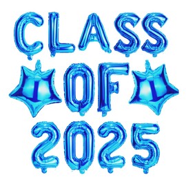 bng-bng Blue Class of 2025 Balloons,Graduation 2025 Foil Balloons 16inch,Class of 2025 Banner for 2025 Graduation Party Decorations Decorations