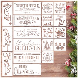 Christmas Stencils for Painting on Wood Porch Sign, Reusable Christmas Stencil for Crafts Holiday Doormat Window Glass Wall Furniture DIY Ornament Door Hanger (porch18)