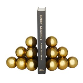 The Novogratz Stainless Steel Stacked Orb Bookends, Set of 2 6"W, 5"H, Gold