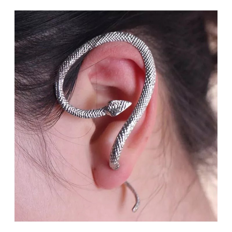 TechMel Pendiente Arete Forma Serpiente Original Y Elegante Plateado