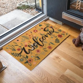 IZUS IZUS Floral Welcome-Doormats Front-Door - Spring Flower Home Decor Indoor-Mats Summer Non-Slip Seasonal Doormats 17x30 (Welcome-Flower, 17x30)