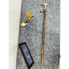 Antique Style Lion Head Brass Handle Knob Vintage Walking Cane Wooden Stick Gift