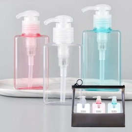 Portable 100ml Empty Pump Bottles (Set of 3) for Travel Shampoo & Cosmetics, Clear Containers Cream