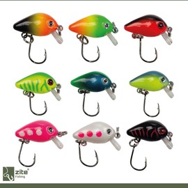 Zite Fishing Mini Wobbler Set Neon - 10 Ultra-Light Artificial Bait Box - Single Hook Bass Trout Wobbler 2.8 cm