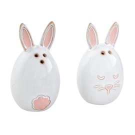 Mud Pie Bunny Salt and Pepper Set, 2" Dia x 3.5", White