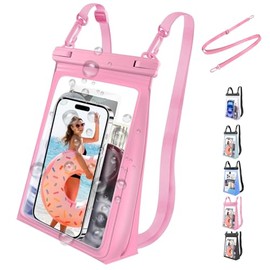 Bolsa Grande Impermeable para Teléfono Celular,Impermeable con Tira De Sellado,Bolsa Seca para Teléfonos Celulares para Todos Los Dispositivos,Adecuada para Playa (Rosa)