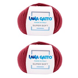 Knitting yarn 100% pure merino new wool extra fine, line super soft by Lana Gatto, made in Italy, high-quality yarn for crochet and hand knitting, 100 g, 250 metres (red - 12246, 2)