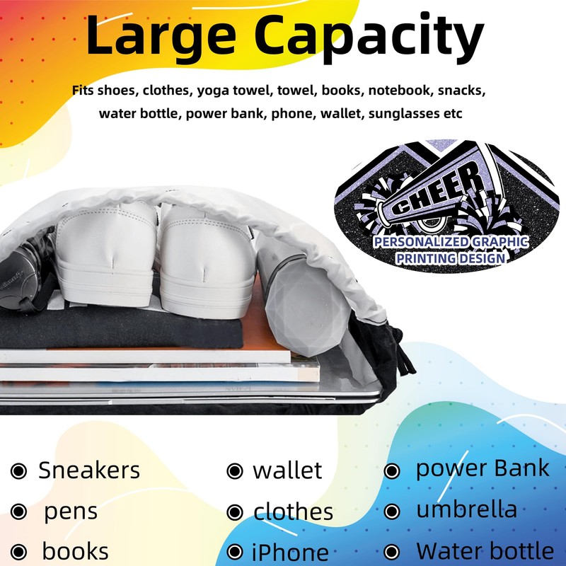 6 Pcs Cheer Drawstring Backpack Cheerleading Drawstring Bag Cheer Accessories