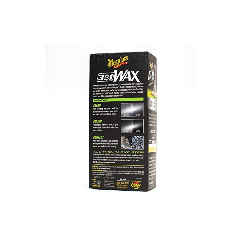 MEGUIAR'S G191016 kit de cera 3 en 1, 16 oz,