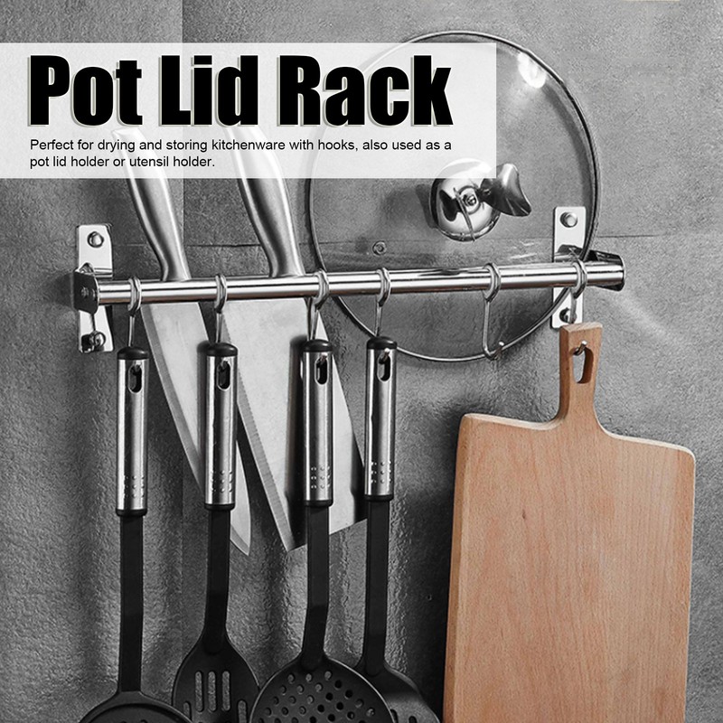 Wall Mounted Storage Shelves Pot Lid Rack Utensil Hanger Hook