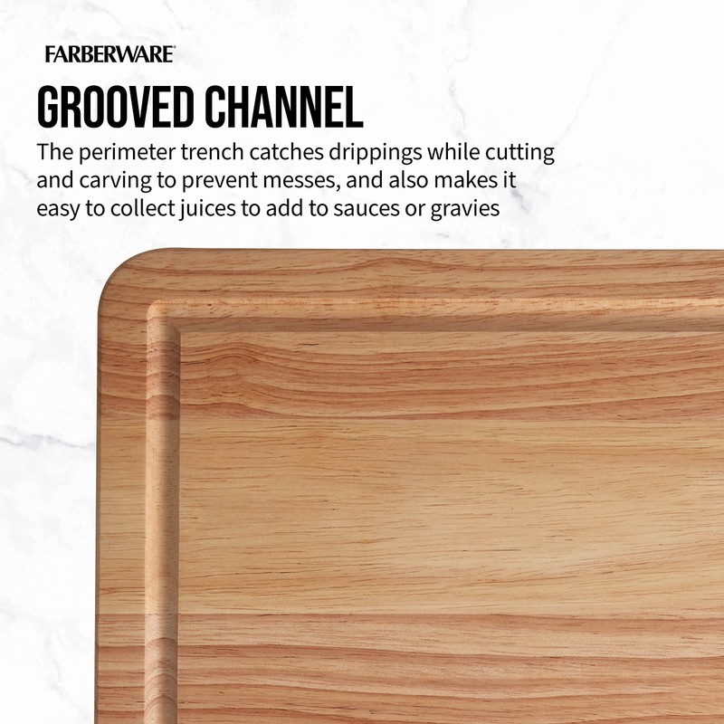 Farberware Extra-Large Cutting Board with Perimeter Juice Trench, Reversible Chopping