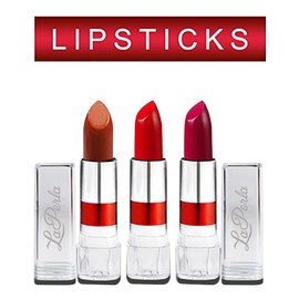 LAPERLA Glossy Red, Pink & Brown Lipstick Pack of 3