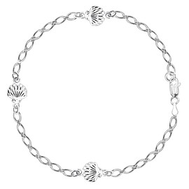 Sea Shell Fancy Chain Anklet In Sterling Silver, 9"