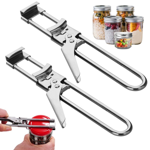 2Pcs Jar & Bottle Opener, Adjustable Multifunctional Stainless Steel Can