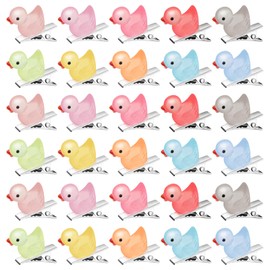 30Pcs Resin Duck Hair Clips claw clips Cute Hairpin Glow Accessories Colorful Glowing Design for Girls Festival Rave Women Music Holiday Party Decor Supplies