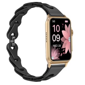 Compatible for FITVII Smart Watch Bands, 16mm,18mm, 20mm, 22mm Elastic Silicone Hollowed Out Replacement Straps Compatible for FITVII Nexa, HM08, HM58, HM57, HM78, HM68, HM21, H56, H86 Smart Watch (Black, 18mm size band)