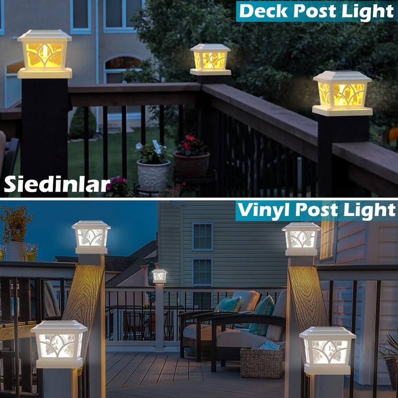 SIEDiNLAR Solar Post Cap Lights Outdoor 4 Modes 40 LEDs