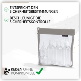 nex|trip Transparent Toiletry Bag + Container for Liquids, Hand Luggage, Cosmetic Bag, Transparent for Aeroplane, Travel Set, Cosmetic Bag, silver