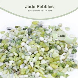 Pulovin 2.5 lbs Jade Pebbles for Indoor Plants, Decorative Pebbles for Bamboo, Vase, 3/8" Plant Gravel for Pots Indoor, Highly Polished Small River Rocks