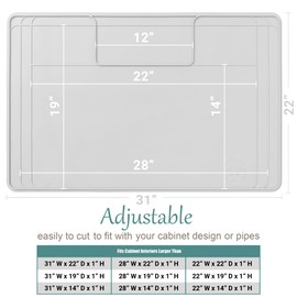 The Original Under Sink Mat - Silicone Waterproof mat, Trimmable, Easy to Clean, Kitchen Cabinet Liner, Undersink Waterproof mat, Disinfection Surface - 31" x 22" or Smaller