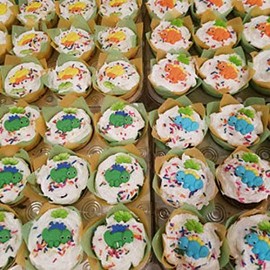 24 Edible Royal Icing Dinosaur Decorations - Cupcake Toppers - Assorted Colors