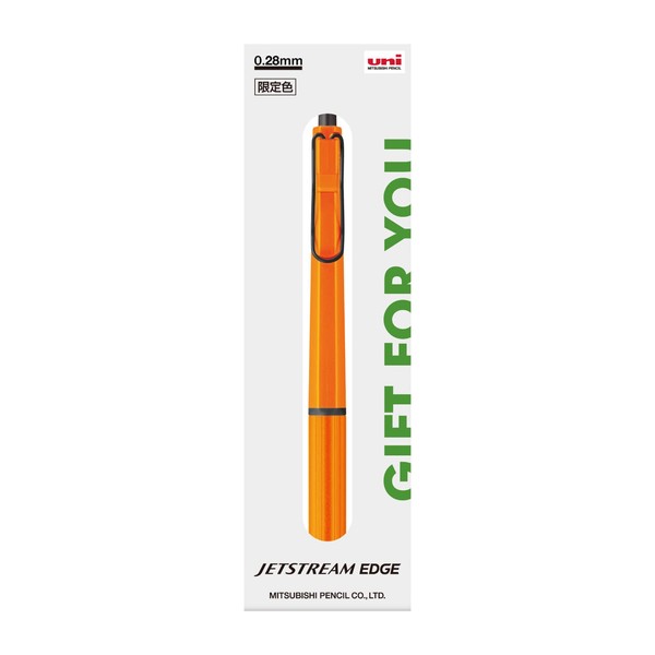 Mitsubishi Pencils SXN100328O22 Permanent Ballpoint Pen Jetstream Edge 0.28 Limited Edition Gift Packaging Orange