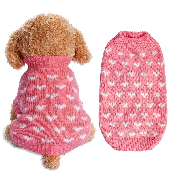 Dxhycc Dog Knitted Sweater Dog Heart Sweater Puppy Sweater Warm