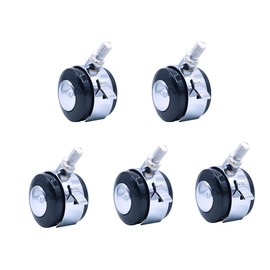 Namvo 5Pcs 10 x 22 mm Furniture Table Castor Wheels Heavy Duty 200kg PU Rubber Swivel Trolley Caster with Brakes Black