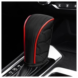 YGDMD 2026 Upgraded Car Gear Shift Cover with Zipper,Stylish Gear Shift Knob Cover for Car Decoration & Gears Lever Protection,Breathable Shifts Knob Covers for Most Vehicles (Black with Red Edges)