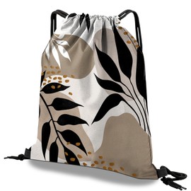 Deokke Drawstring Backpack Draw String Bag Waterproof for Sports Gym Beach Travel Cute Aesthetic Sackpack Men Women (13"×17"), S-15-leaf, One Size, Pattern