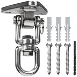 Stainless Steel Swing Hanger Heavy Duty 180°+360° Swivel Swing Hook Swing Hardware Kit for Yoga Swing Hammock Chair Porch Swing Sets Heavy Punching Bag 1500 LB Capacity