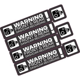 PCSL Dash Cam Recording Stickers CCTV In Car Video Camera Decal - Set of 7 (Black)