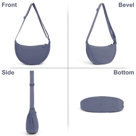 TIAASTAP Crossbody Bags for Women Men Hobos & Shoulder Bags Nylon Crescent Bag Cross Body Bag with Adjustable Strap Solid Color Dumpling Bag for Travel Work School (Lake Blue)