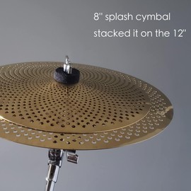 Low Volume 8" Splash Cymbal, Quiet Practice Mute Silent Thin Splash Cymbal for Drum Set (Matte Gold)