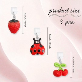 3PCS Dust Plug Charm Type C,Kindle Dust Plug Charm,kindle charms,fruit Charms for E-Reader,Strawberry kindles colorsoft accessories for Readers Book Lover Women Teachers Students,colleagues Gifts