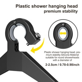 Orimade Adjustable Anti-slip Shower Caddy over Shower Head, Rustproof Bathroom Hanging Shower Organizer with 2 Hooks for Razor, No Drilling Shower Shelves Storage Rack 2 Tier, Black