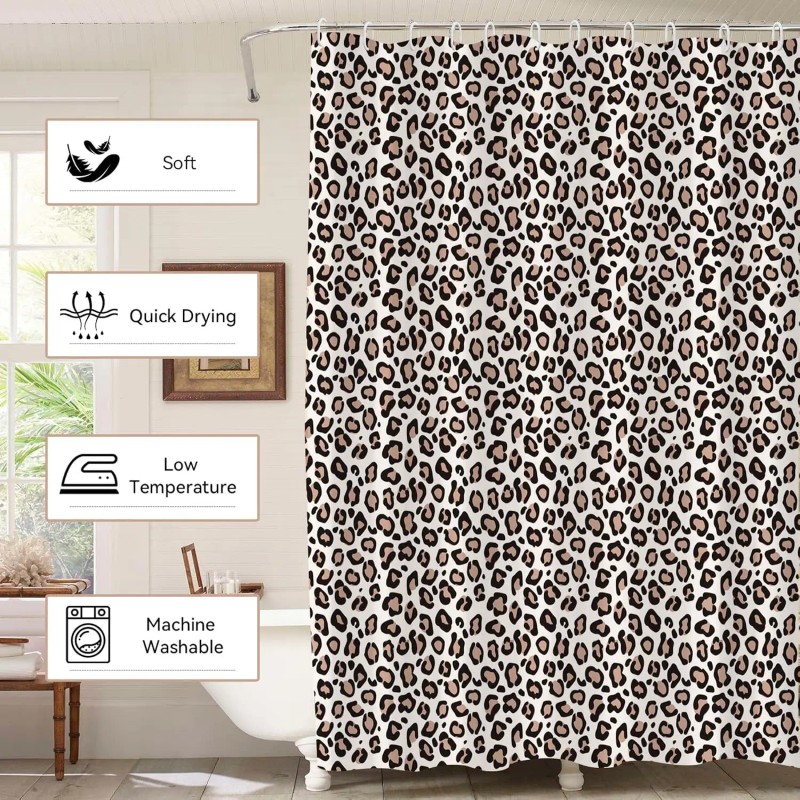 Light Beige Leopard Print Shower Curtain Fun Stylish Bath Spaces