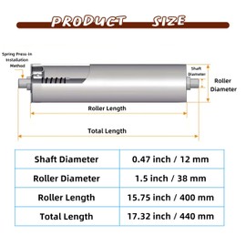 Conveyor Roller 1.5" Diameter 16" Length, Heavy Duty Stainless Steel Gravity Transmission Replacement Part for Rollers Conveyor, Logistics Warehouses, Woodworking Table, Kayak, Dock