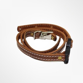 Fully Involved Leatherworks Firefighter Stitched Leather Fire Helmet Chin Strap - Color: Rustic Brown w/ White Stitching