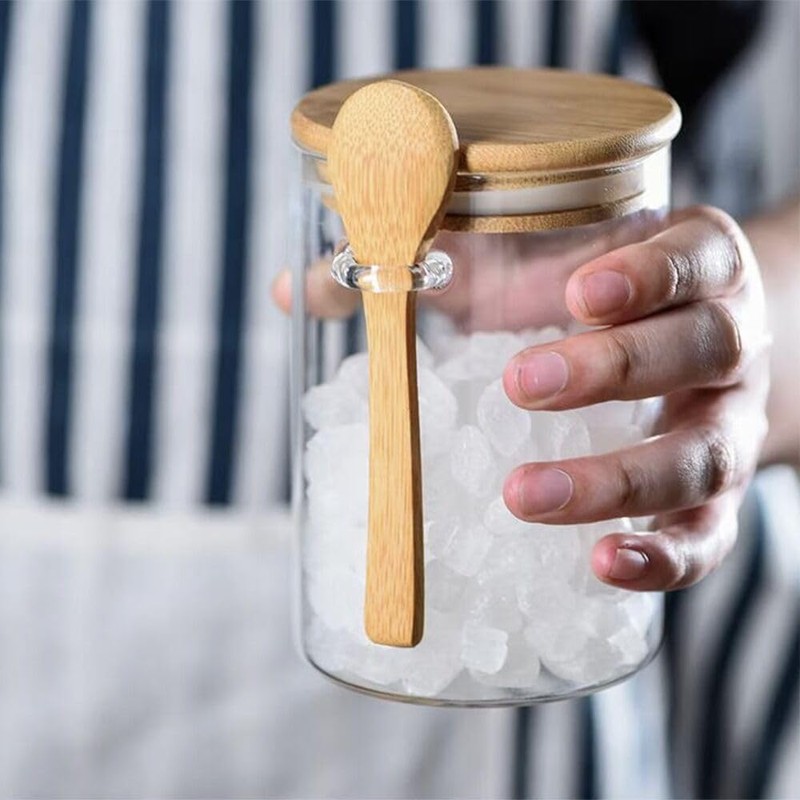 Deeriz Airtight Food Storage Containers with Bamboo Lids and Spoon