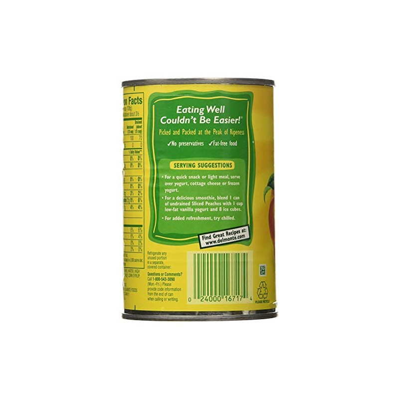 Del Monte, Sliced Peaches, Yellow Cling Peaches in Heavy Syrup,
