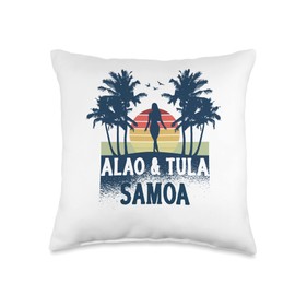 Alao & Tula Samoa Beach, Summer Vacation Throw Pillow, 16x16, Multicolor
