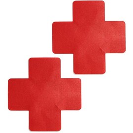 FoxYaye Red Nipple Pasties - Plain Cross Sexy Raunchy Covers, Explicit Unisex Nippleless, Self Adhesive Breast Cover Cross Soft Lightweight Breathable Fashion Secret
