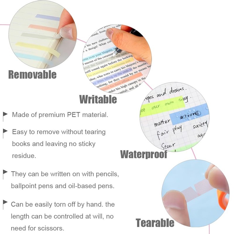 10 Rolls Highlighter Tape 6mm x 5m Transparent Highlighter Strips