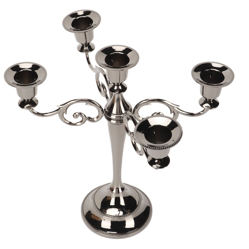 Metal Candelabra Black 5 Arms Elegant Colorfast Stable Wide Base