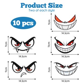 10 Stück Reflektierende Auto-Aufkleber mit Dämonen-Lächeln, Wasserdicht, Selbstklebend, Lustige Dekoration für Auto, Motorrad und mehr