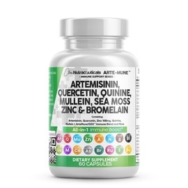 Clean Nutraceuticals Artemisinin Quercetin Zinc Mullein Quinine Supplement with Sea Moss Bromelain Ashwagandha Root Nettle Leaf Bladderwrack Burdock Root Monolaurin Colostrum Rutin